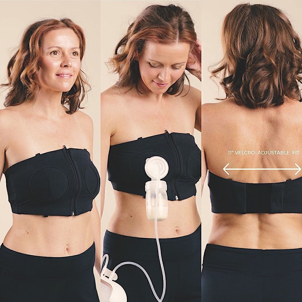 Simple Wishes Adjustable Hands Free Pumping Black nursing breastfeeding bra XS
